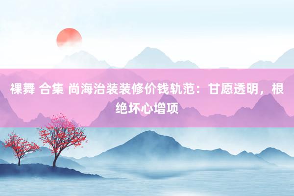 裸舞 合集 尚海治装装修价钱轨范：甘愿透明，根绝坏心增项