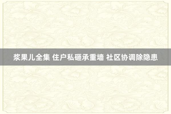 浆果儿全集 住户私砸承重墙 社区协调除隐患