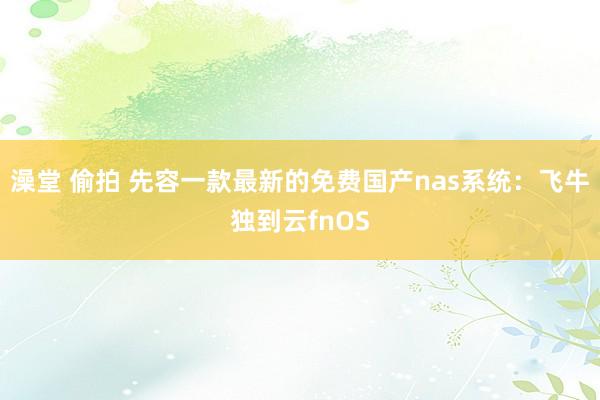 澡堂 偷拍 先容一款最新的免费国产nas系统：飞牛独到云fnOS