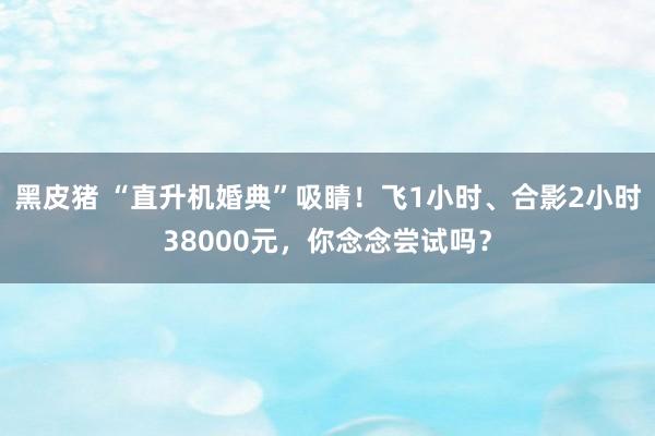 黑皮猪 “直升机婚典”吸睛！飞1小时、合影2小时38000元，你念念尝试吗？