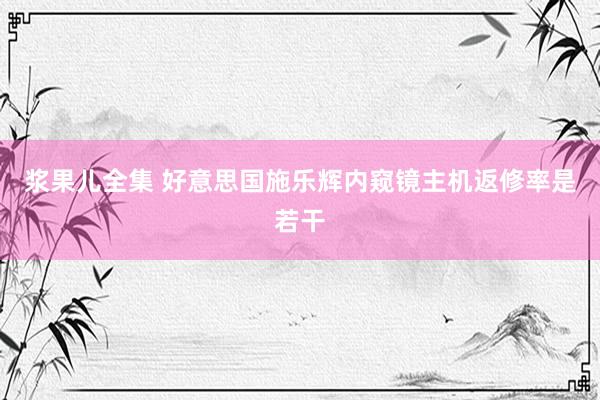 浆果儿全集 好意思国施乐辉内窥镜主机返修率是若干