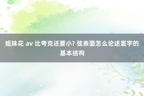 姐妹花 av 比夸克还要小? 弦表面怎么论述寰宇的基本结构