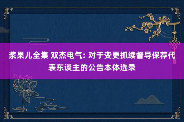 浆果儿全集 双杰电气: 对于变更抓续督导保荐代表东谈主的公告本体选录