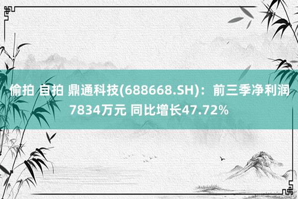 偷拍 自拍 鼎通科技(688668.SH)：前三季净利润7834万元 同比增长47.72%