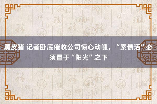 黑皮猪 记者卧底催收公司惊心动魄，“索债活”必须置于“阳光”之下