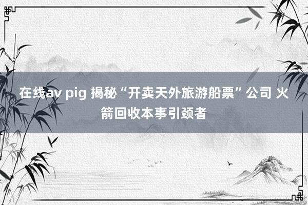 在线av pig 揭秘“开卖天外旅游船票”公司 火箭回收本事引颈者