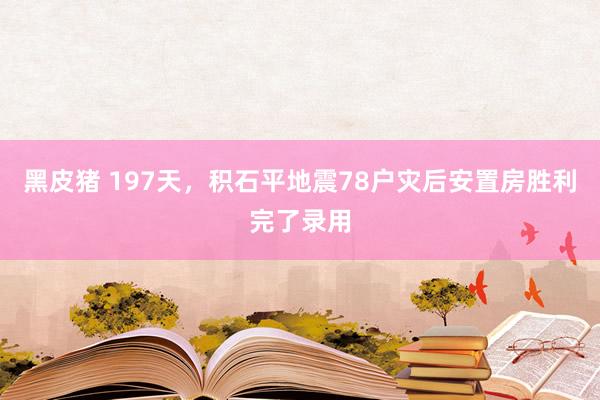 黑皮猪 197天，积石平地震78户灾后安置房胜利完了录用