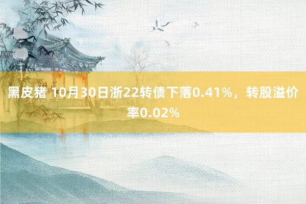 黑皮猪 10月30日浙22转债下落0.41%，转股溢价率0.02%