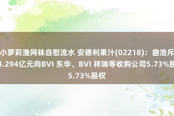 小萝莉渔网袜自慰流水 安德利果汁(02218)：曲浩斥资4.294亿元向BVI 东华、BVI 祥瑞等收购公司5.73%股权