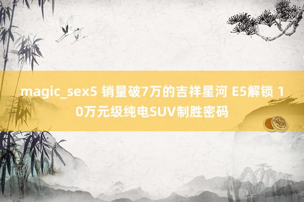 magic_sex5 销量破7万的吉祥星河 E5解锁 10万元级纯电SUV制胜密码