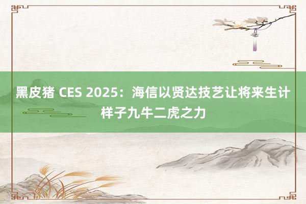 黑皮猪 CES 2025：海信以贤达技艺让将来生计样子九牛二虎之力