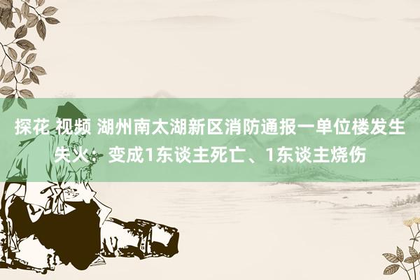 探花 视频 湖州南太湖新区消防通报一单位楼发生失火：变成1东谈主死亡、1东谈主烧伤