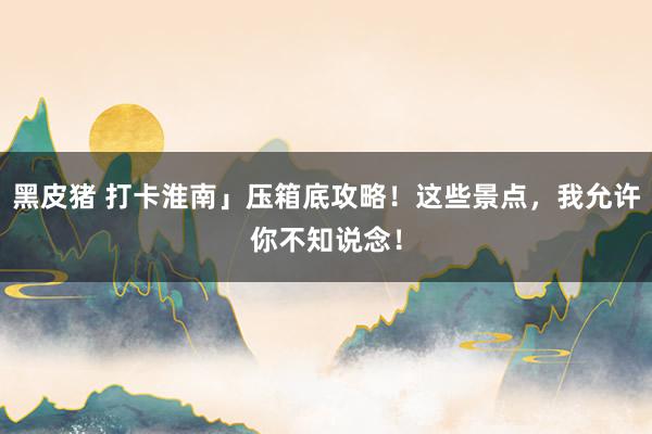 黑皮猪 打卡淮南」压箱底攻略！这些景点，我允许你不知说念！