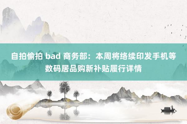 自拍偷拍 bad 商务部：本周将络续印发手机等数码居品购新补贴履行详情